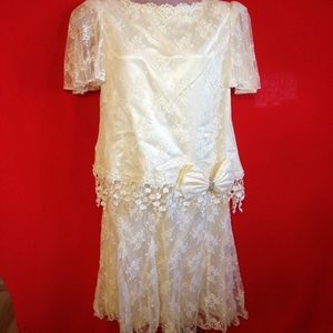 Ivory Lace Flapper  Wedding Dress